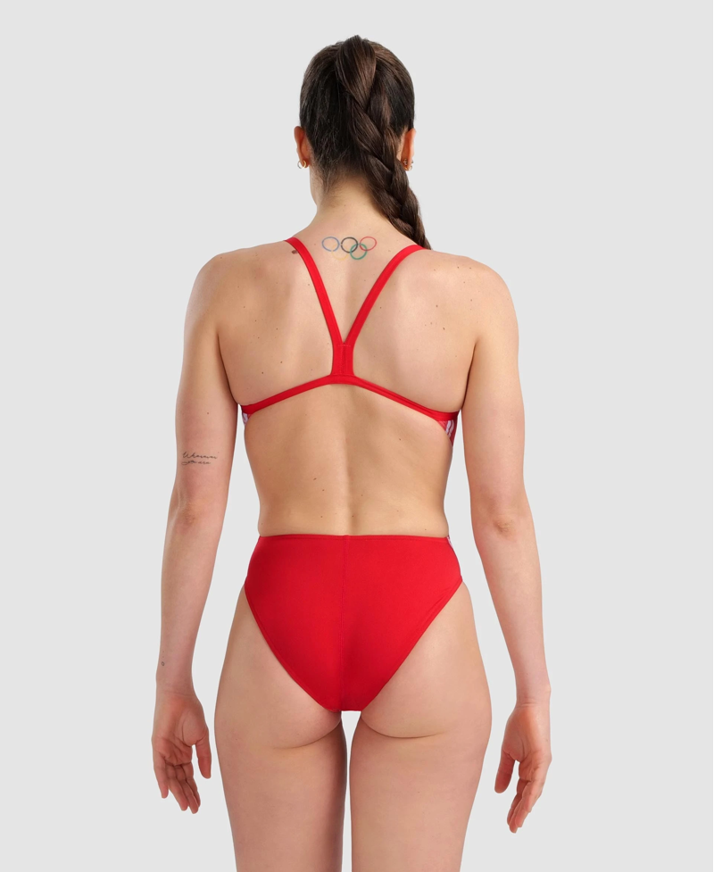 Arena Marbled Challenge Back Womens Swimsuit - Red/Multi Color-4